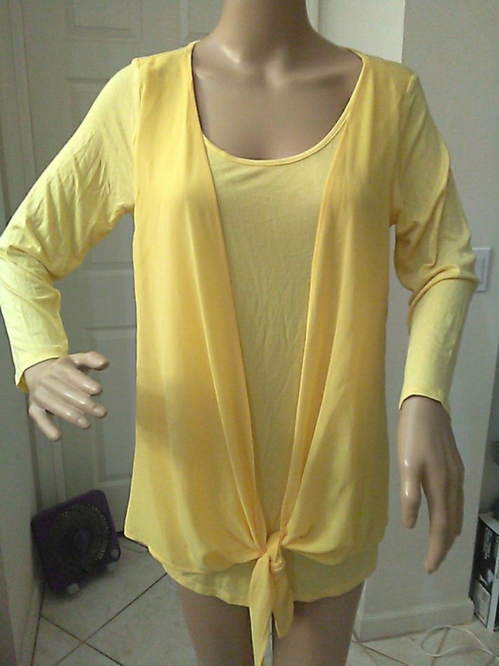 NWT JOSEPH A. Joseph Yellow Tie-Front Tunic Top OVERSIZED SM. PTP 19-23